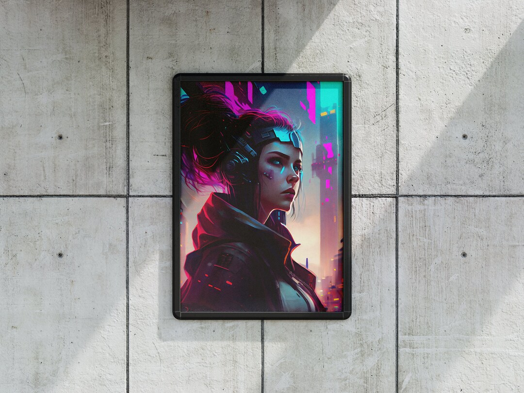 Cyberpunk Female Printable Wall Art Poster Girl Png High Resolution ...