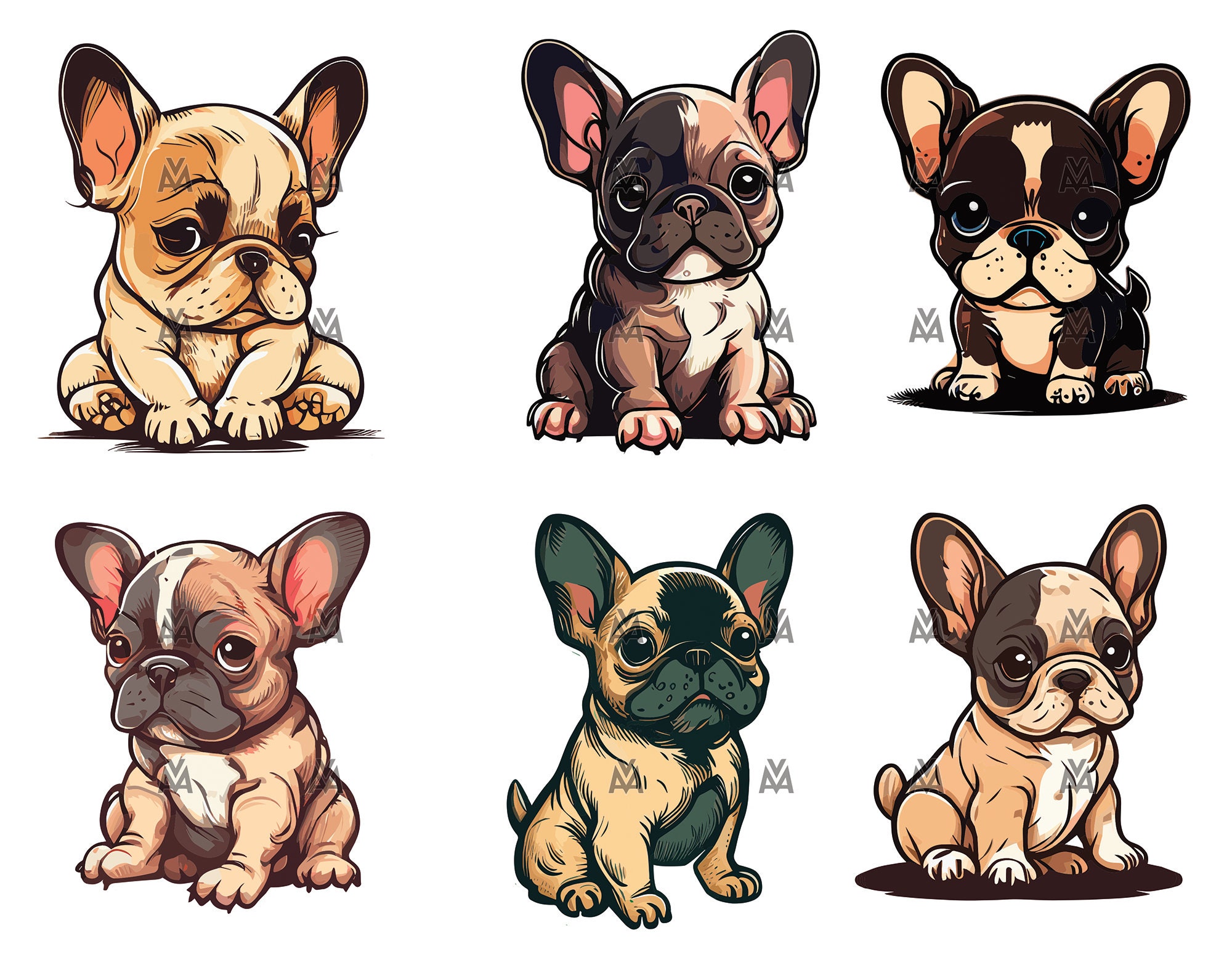 French Bulldog Puppies, SVG, PNG, Vector, Cute Adorable Dogs, Pets, Design  Bundle - Etsy, image size:2000x1561