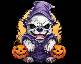 halloween bulldog spooky top hat cute halloween english bulldog seasonal bully cute scary dead cartoon graphic clip art fall