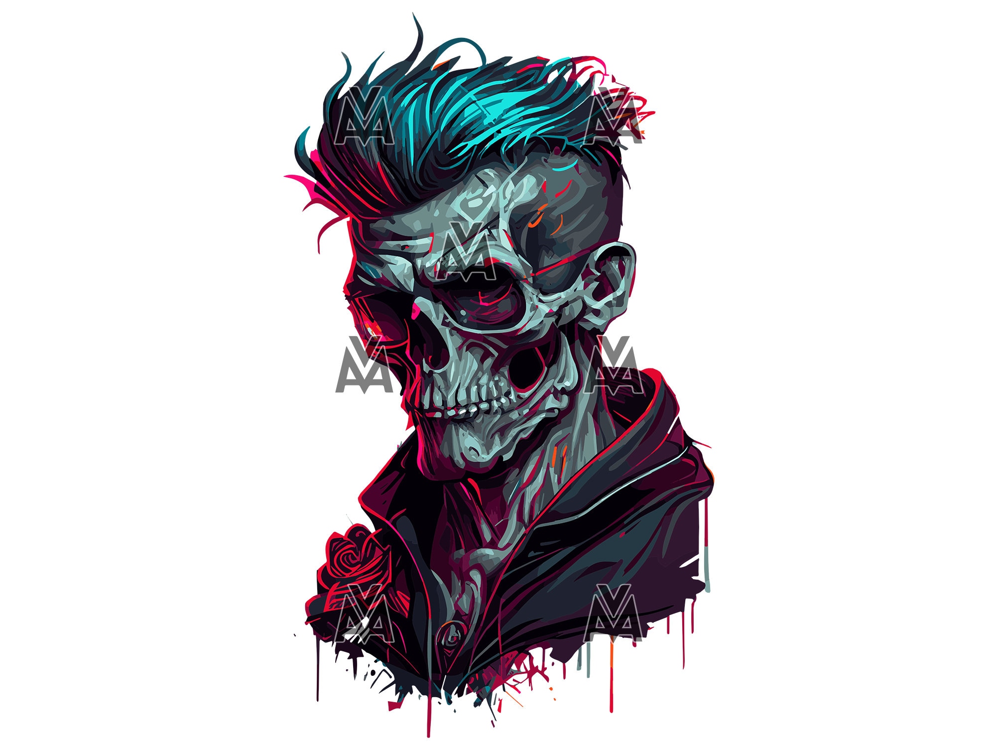 Rockabilly cráneo dtg svg png vector arte rockero punk España