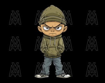 Street Kid SVG DTG Vector Art Graffiti Urban Street Art Beanie Hat