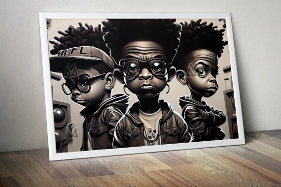 Graffiti Art 3 Black Boys Wall Art Ultra High Resolution Png
