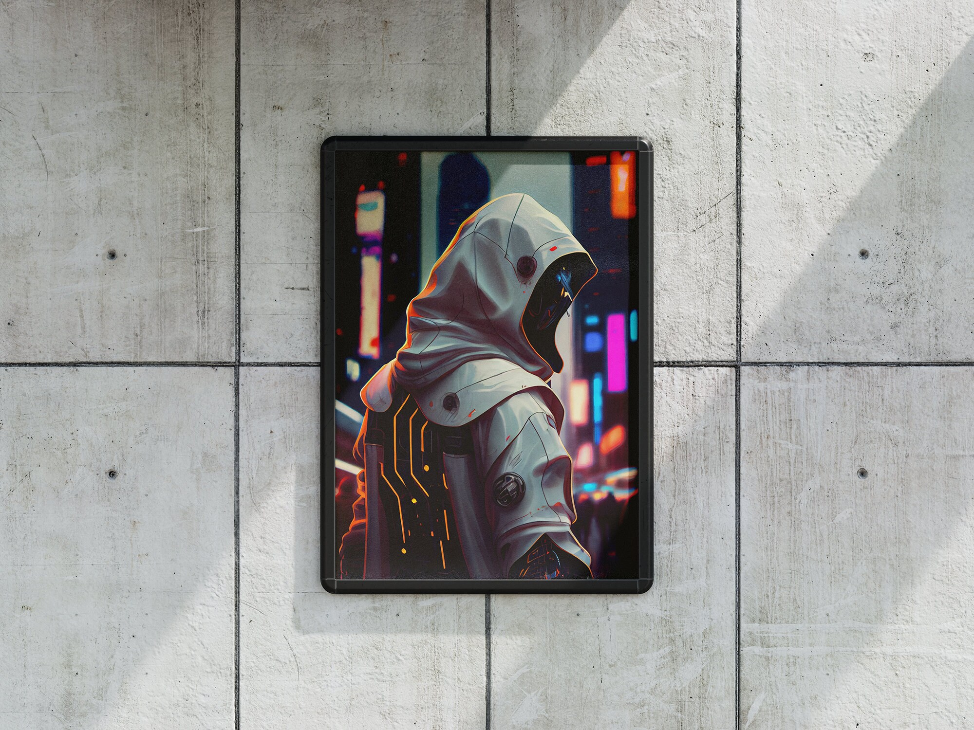 cyberpunk assassin android wall art ultra high resolution PNG poster