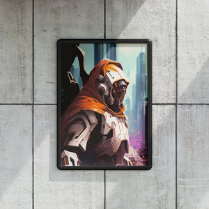 cyberpunk shock trooper android wall art ultra high resolution PNG poster