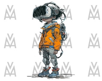 vr Kind virtuelle Realität svg dtg Vektorgrafik-Illustrationskunstwerk-clipart