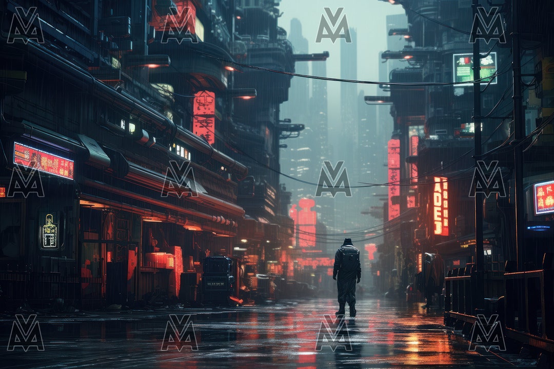 Retro Futuristic Poster Futuristic City Wall Art Cyberpunk Etsy