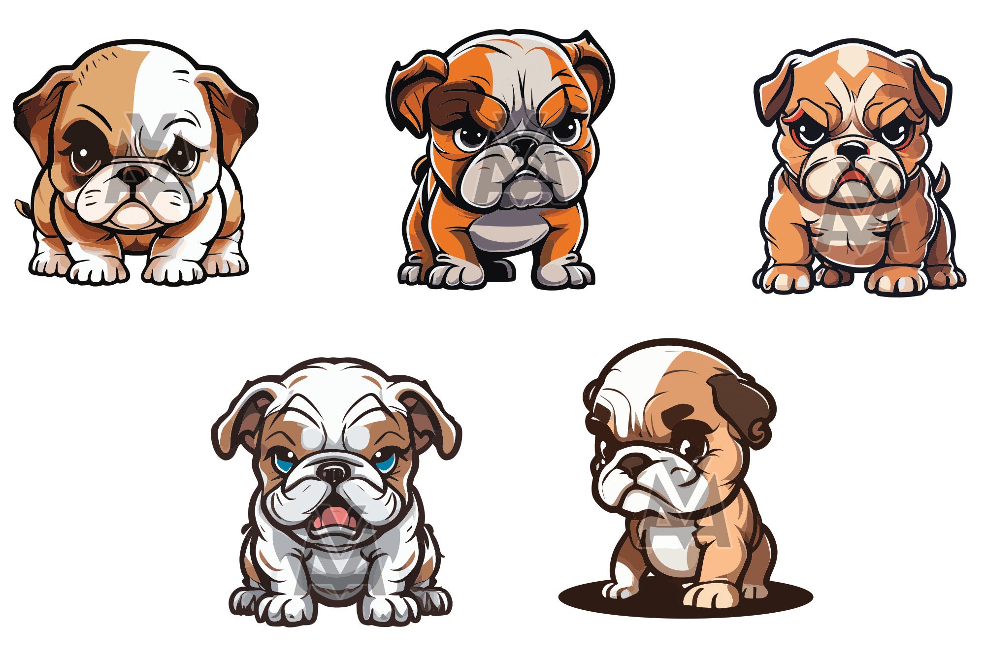 Angry Little English Bulldog Puppies, SVG, PNG, Vector, Cute Adorable Dogs,  Pets, Design Bundle - Etsy, image size:2000x1340