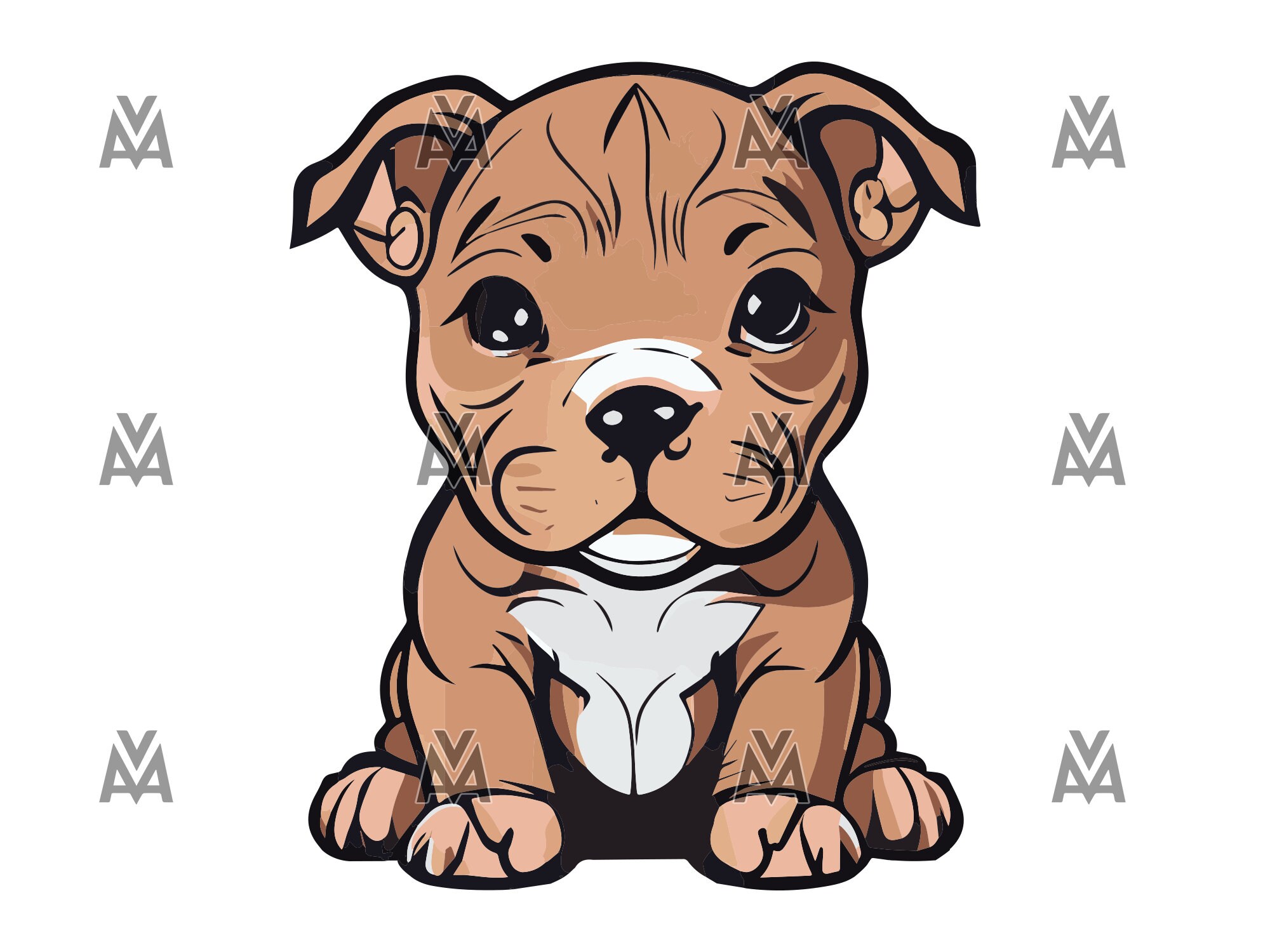 Pitbull Puppies Design Bundle SVG DTG Scalable Vector Art