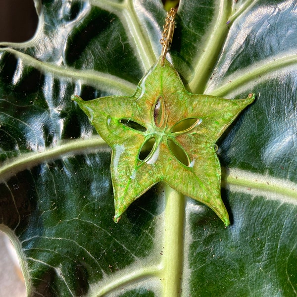 Resin Painted Star Fruit Necklace