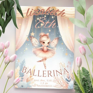 Belle invitation papillon ballerine volante - Facile à télécharger et à imprimer