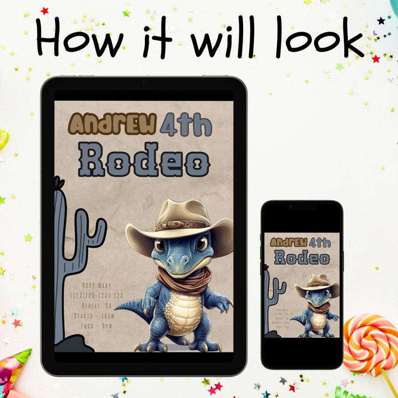Wild West Dino Themed Birthday Party, Boys Dino Party, Invitation Dino ...
