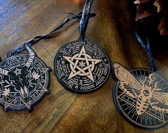 A Set of 3 Yule  Ornaments-Black