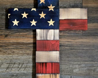 American Flag Wood Cross