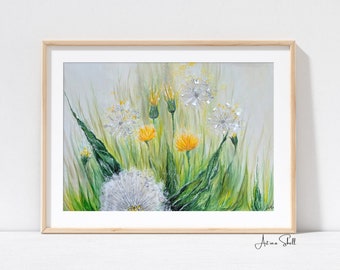 Dandelion wall art | Dandelion print | Natur poster | Blowball painting