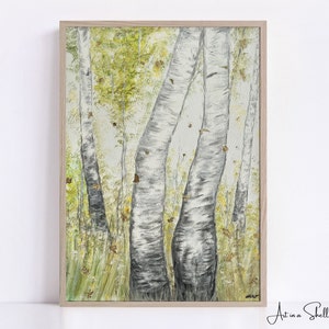 Birch tree wall art | Forest artwork | Nature Printable Wall Art | Digital Download