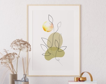 Floral line art | Alcohol ink painting | Modern line drawing | Printable wall art
