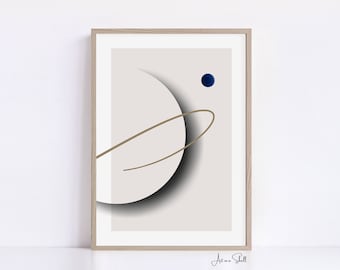 Nordic art print | Space painting | Modern line drawing | Beige line art | Shapes poster