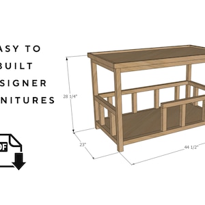 Dog Kennel DIY Plans Dog House Dog Crate Furnitures PDFPet HouseWooden Elevated Dog Bed Plan Bedside/Sofa Side Table with Dog Lounge image 3