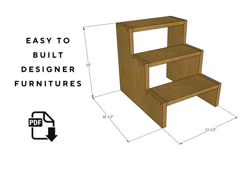 Pet steps for sofa, Dog steps for bed, wooden steps for Pets ,Dog ramp for high bed, Dog ramp,Dog ramp for small dogs, Pdf plan, DIY plan image 3