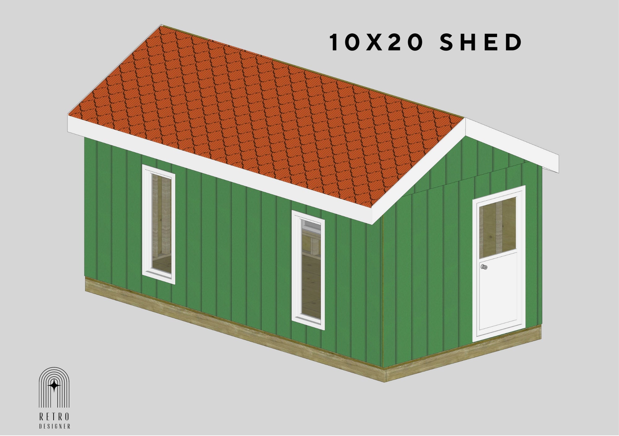 10x20 Shed Plan, Office Shed, Shed Cabin Plan, Storage Shed Plans