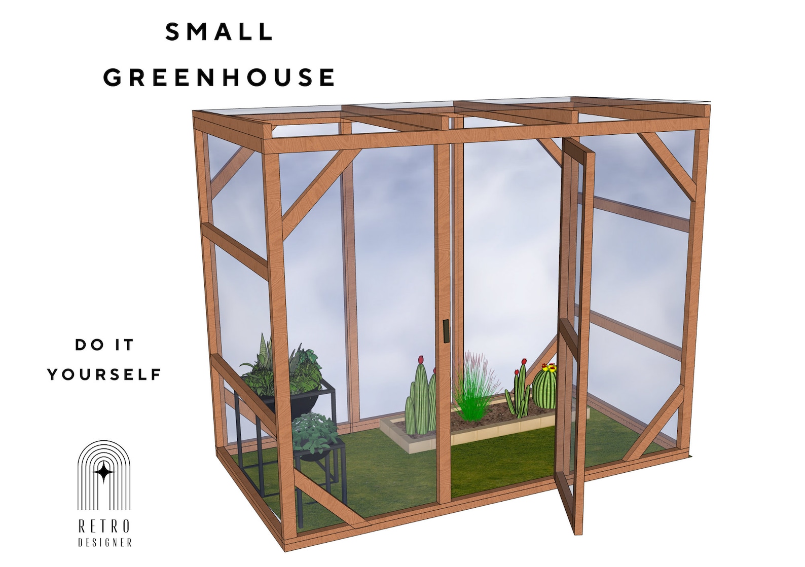 Image showcasing Greenhouse Plans- Pdf-wood Green House Plan-modern Greenhouse DIY Build ...