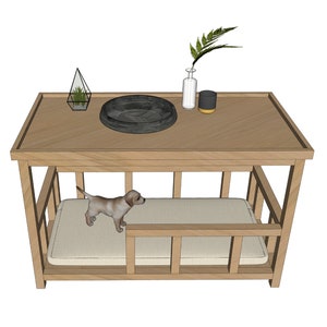 Dog Kennel DIY Plans Dog House Dog Crate Furnitures PDFPet HouseWooden Elevated Dog Bed Plan Bedside/Sofa Side Table with Dog Lounge image 6