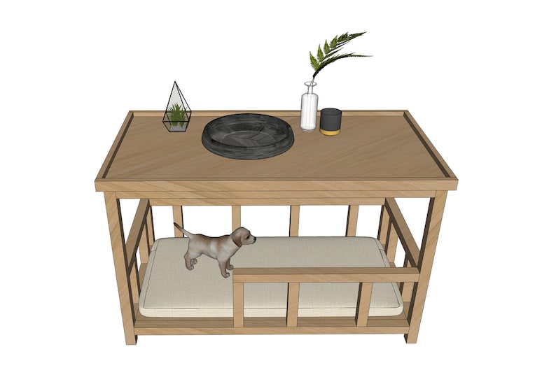 Dog Kennel DIY Plans Dog House Dog Crate Furnitures PDFPet HouseWooden Elevated Dog Bed Plan Bedside/Sofa Side Table with Dog Lounge image 6