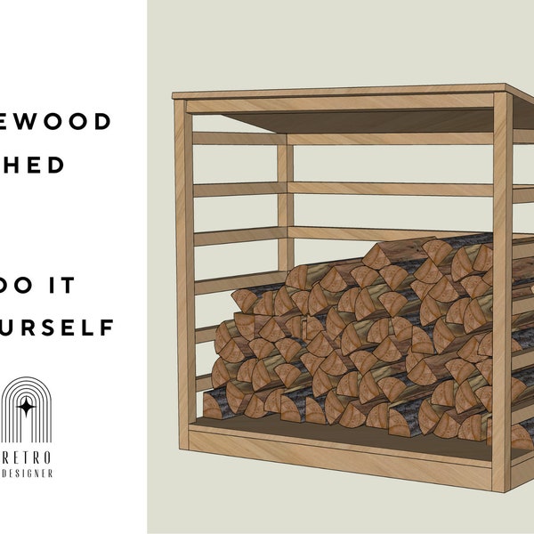 Small Firewood Shed Plans | Cord Wood Shed DIY BuildWood Shed Building Guide |Pine shed Digital PDF Plans|  outdoor cord shed