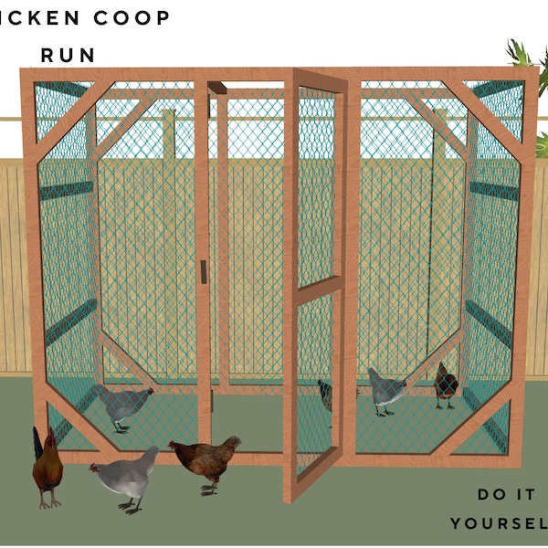 Chicken Coop Plans, PDF Download, Chicken Coop Run DIY Plans - Chicken Run Building Plans, Small Walk-in, Modern Chicken Coop Plans