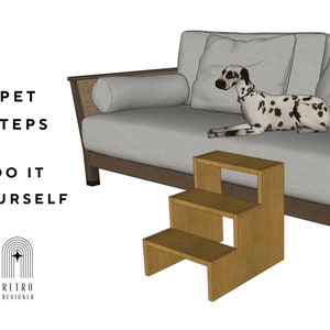 Pet steps for sofa, Dog steps for bed, wooden steps for Pets ,Dog ramp for high bed, Dog ramp,Dog ramp for small dogs, Pdf plan, DIY plan image 1