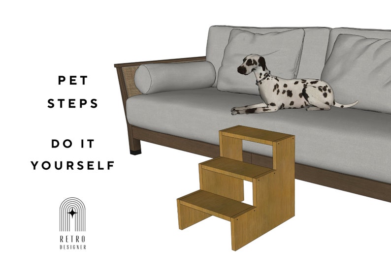 Pet steps for sofa, Dog steps for bed, wooden steps for Pets ,Dog ramp for high bed, Dog ramp,Dog ramp for small dogs, Pdf plan, DIY plan image 1