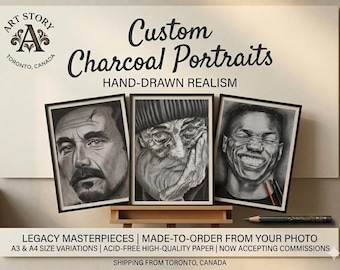 Custom Charcoal Portrait from Photo - Hand-Drawn Realistic Drawing by Toronto Artist Mohit