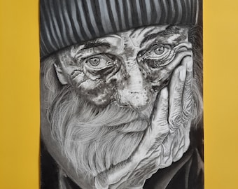 Esperanza - Boceto realista de rostro a carboncillo, retrato artístico original.