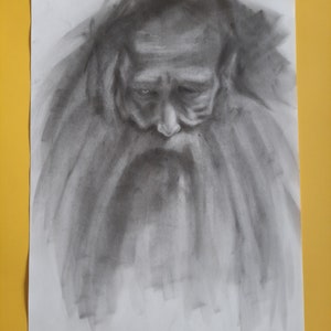 I AM YOU | Original Handmade Expressive Charcoal Portrait | Black and White  Expressive Wall Art | Painting | Charcoal Face Art