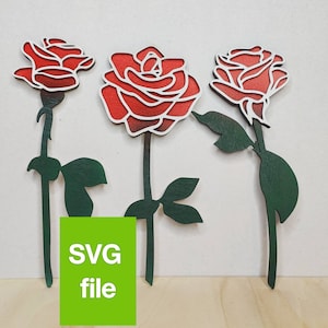 Wooden roses, SVG laser cutting file. Instant download