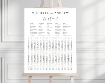 Personalized Wedding Word Search Template, Wedding Game Custom Word Search, Wedding Puzzle, Bridal Shower Word Search, Sip and Solve Games