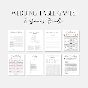 Wedding Table Games Bundle Wedding Games for Reception Wedding Crossword Bridal Bingo Wedding Reception Games Wedding Games Cocktail Hour