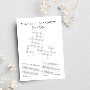 Custom Wedding Crossword Puzzle Template, Personalized Sip and Solve Bridal Shower Crossword, Wedding Puzzle Crossword Wedding Table Games