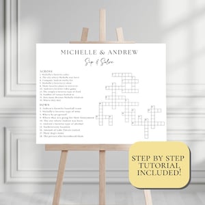 Custom Wedding Crossword Puzzle Template, Personalized Sip and Solve Bridal Shower Crossword, Wedding Puzzle Giant Crossword Large Crossword