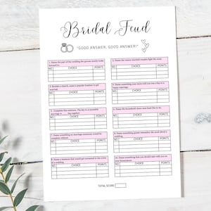 Bridal Feud Game, Printable Bridal Shower Feud, Editable Bridal Family Feud, Bridal Shower Games, Couples Shower Games, Bachelorette Party