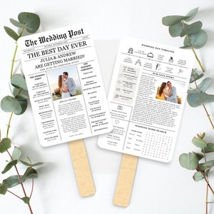 Newspaper Wedding Program Fan Template Editable Wedding Newspaper