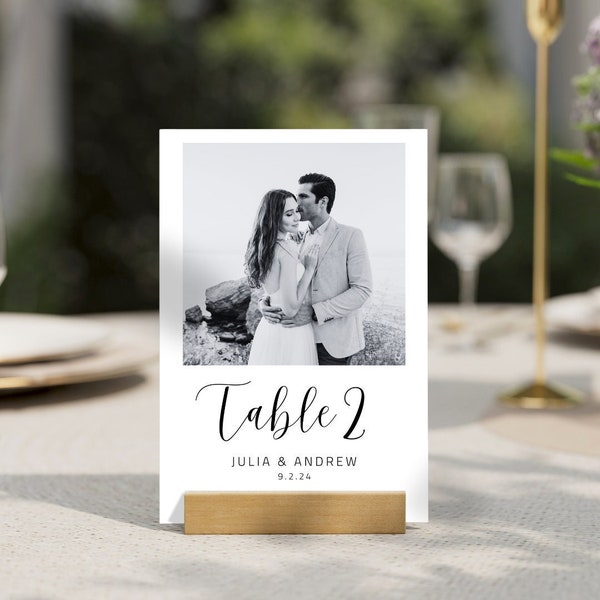 Wedding Table Numbers, Printable Photo Table Numbers, Editable Table Number Template, Table Number Signs, Wedding Signage, Wedding Numbers