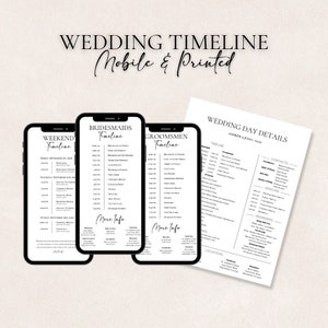 Mobile Wedding Day Timeline Template Editable Wedding Timeline Reception Timeline Wedding Weekend Timeline Bridal Party Timeline Wedding day