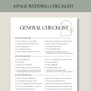 Wedding Checklist Digital Template 4 Pages, Wedding Binder, Wedding Planner Digital Wedding To Do List, Wedding Planning Checklist Day of