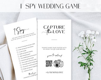 Capture The Love QR Code Canva I Spy Wedding Game Blow Up Phones Sign Photo Scavenger Hunt Wedding Table Games For Wedding Reception Games