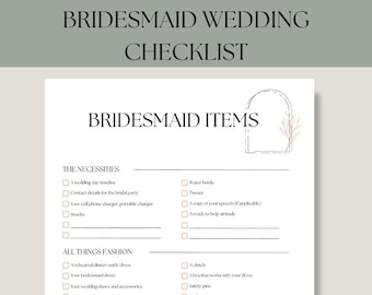 Hochzeit Brautjungfer Checkliste, druckbare Hochzeit Checkliste Vorlage, Hochzeitsplanung Checkliste, Hochzeitsmappe, Brautjungfer Artikel für Hochzeit