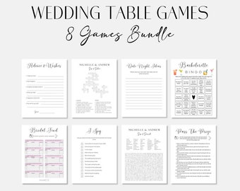 Wedding Table Games Bundle Wedding Games for Reception Wedding Crossword Bridal Bingo Wedding Reception Games Wedding Games Cocktail Hour