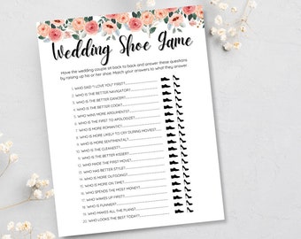Wedding Shoe Game Template, Engagement Party Games, Bridal Shower Games, Editable Wedding Shower Games, Couples Shower Game Bridal Shoe Game