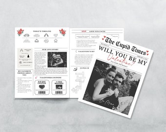Custom Valentines Day Newspaper Template Canva Valentines Newspaper Will You Be My Valentines Day Gift Newspaper Cupid Valentine Newspaper
