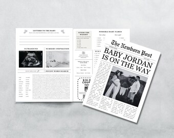 Baby Announcement Newspaper Pregnancy Announcement Newspaper Baby Announcement Template in Canva, Baby Shower Newspaper Template Download